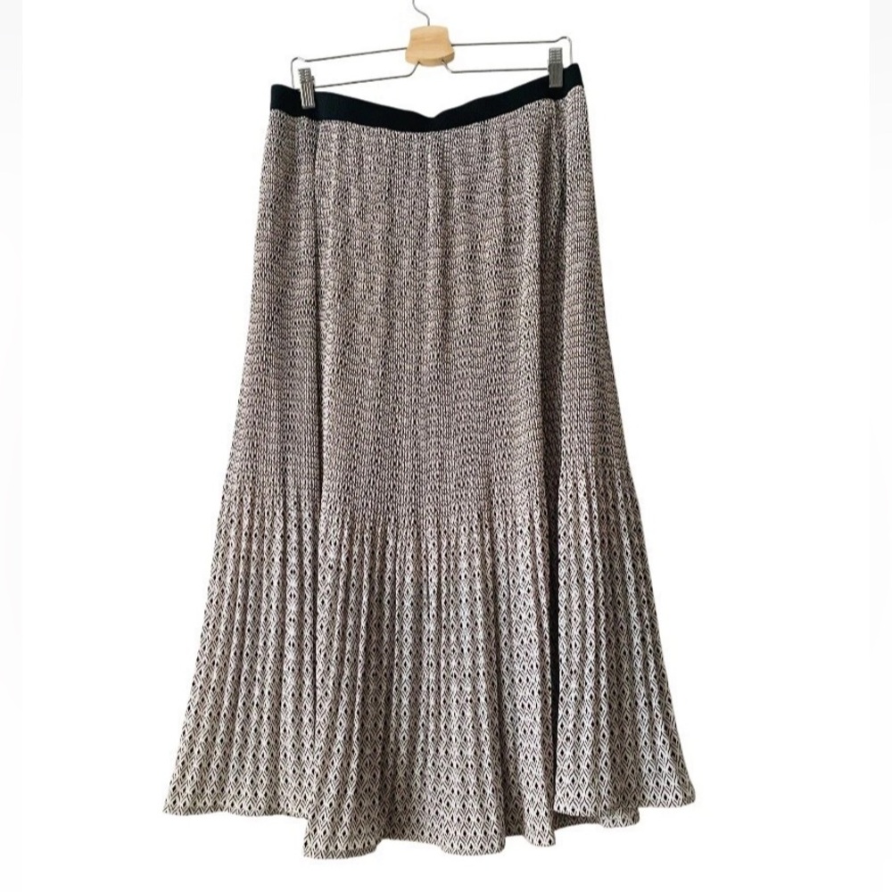 NWT Adrianna Papell Pull On Pleated Midi Skirt Women Size L Preppy Office Career